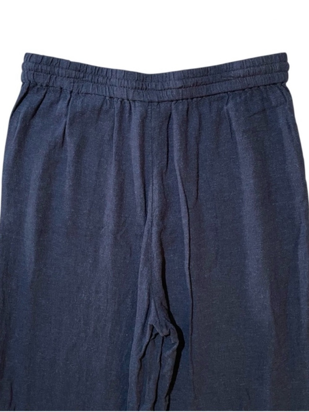 BANANA REPUBLIC High Rise Linen Blend Pull On Navy Blue Pant Medium - Picture 7 of 10